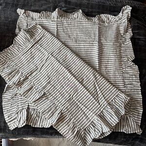 Pottery Barn Teen Set of Two Grey Striped Euro Shams